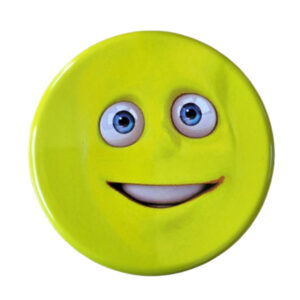 Geel zakasbakje met smiley. Sluit met draaideksel