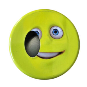 Geel zakasbakje met smiley. Sluit met draaideksel