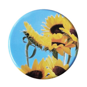 zakasbakje met zonnebloemmotief. Sluit met draaideksel.