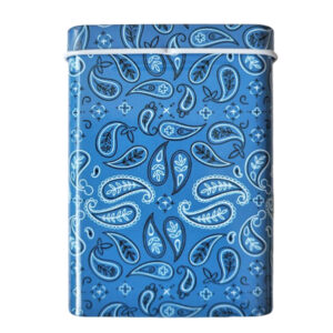 sigarettenblikje paisley blauw Blauw sigarettenblikje met paisleymotief
