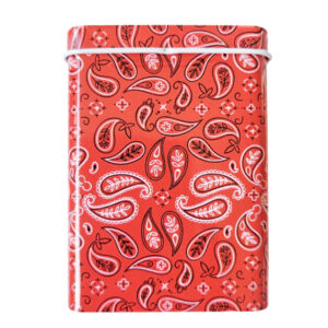Sigarettenblikje paisley rood Rood sigarettenblikje met paisleymotief