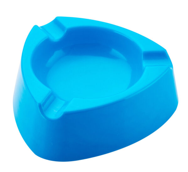 Driehoekige asbak blauw