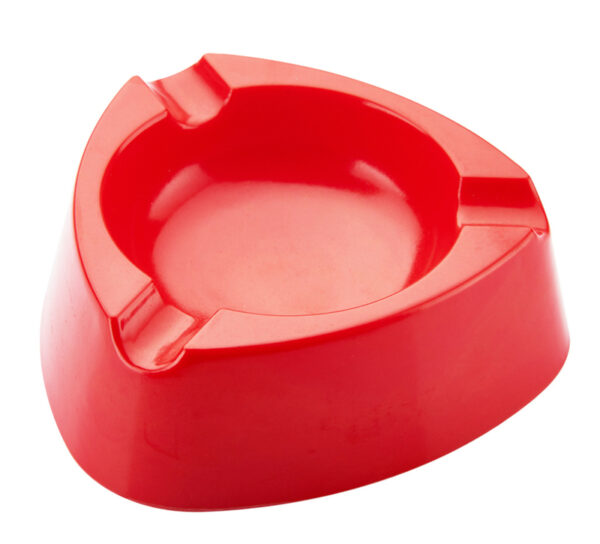 Driehoekige asbak rood