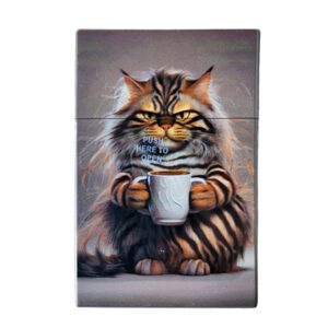 Sigarettendoosje gestreepte kat met beker - 25