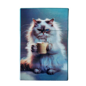 Sigarettendoosje witte kat met beker
