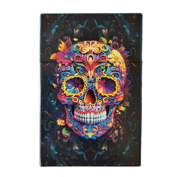 Sigarettendoosje schedel en bloemen