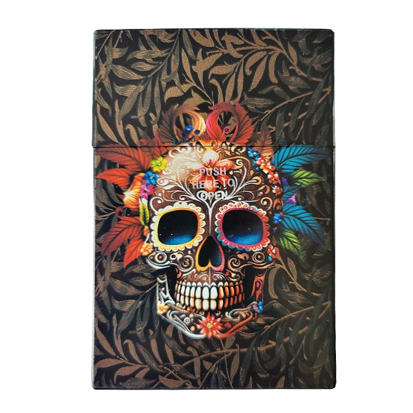 Sigarettendoosje schedel en bladeren