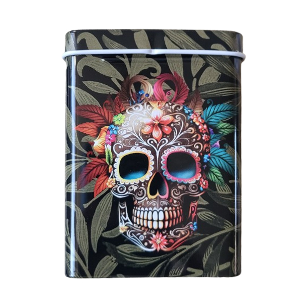 D15743-sigarettenblikje-skull-met-bladeren.jpg Sigarettendoosje skull met bladeren
