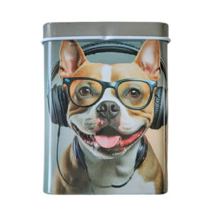 Sigarettendoosje hond met bril en koptelefoon