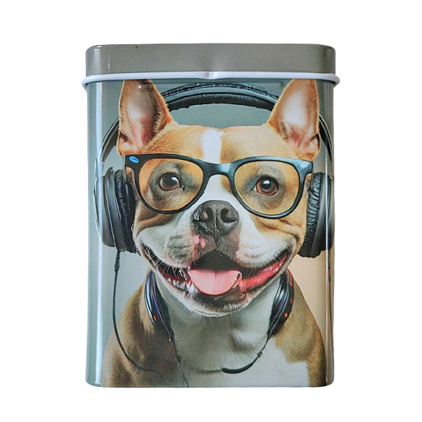 Sigarettendoosje hond met bril en koptelefoon