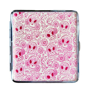 Sigarettenkoker skulls en bloemen roze/wit