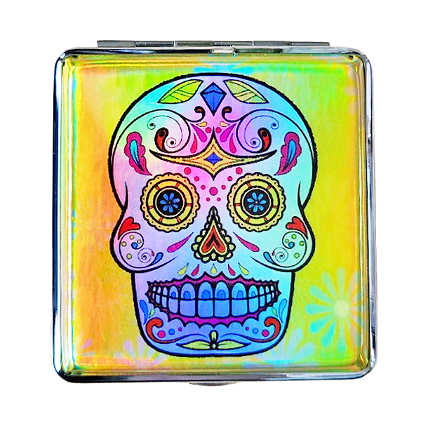 Sigarettenkoker La Catrina Skull holografisch geel