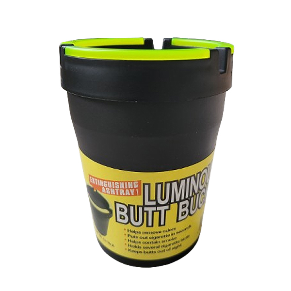 Auto-asbak zwart met neongeel