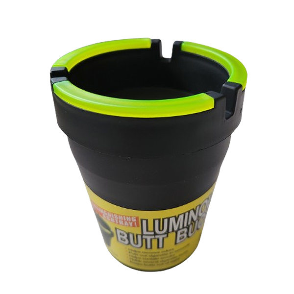 Auto-asbak zwart met neongeel