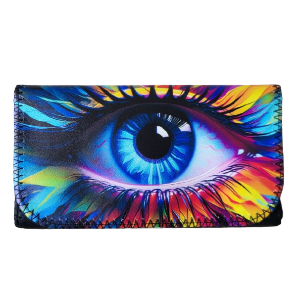 Shagetui blauw oog op multicolor achtergrond