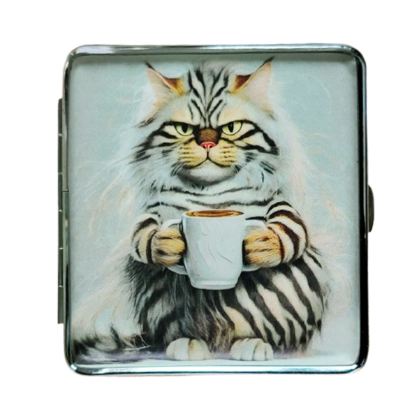 Sigarettenkoker gestreepte kat met beker