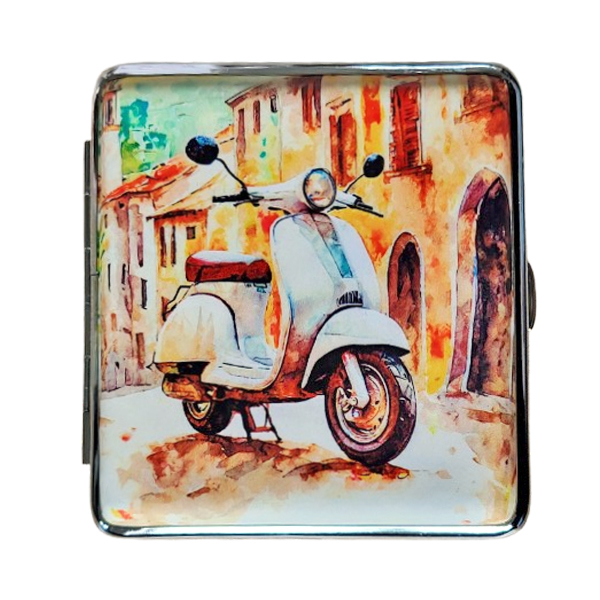 Sigarettenkoker scooter in straatje wit