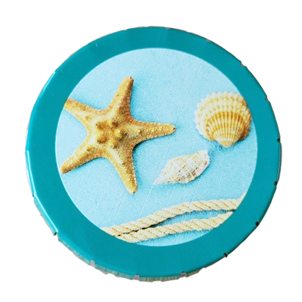 Klik zakasbakje turquoise zeester en schelpen