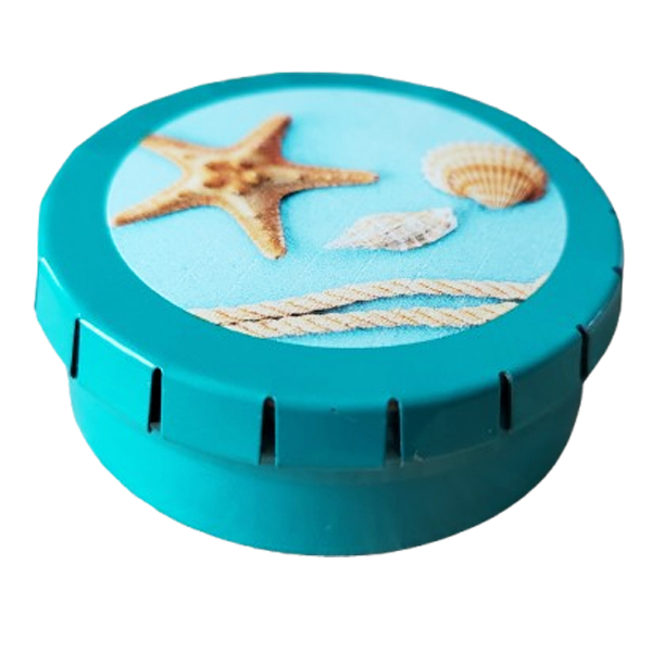 Klik zakasbakje turquoise zeester en schelpen