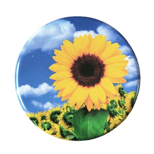 Zakasbakje zonnebloem in zonnebloemveld - met draaideksel