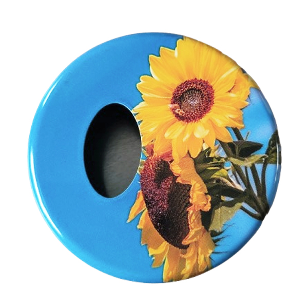 Zakasbakje 2 zonnebloemen - met draaideksel