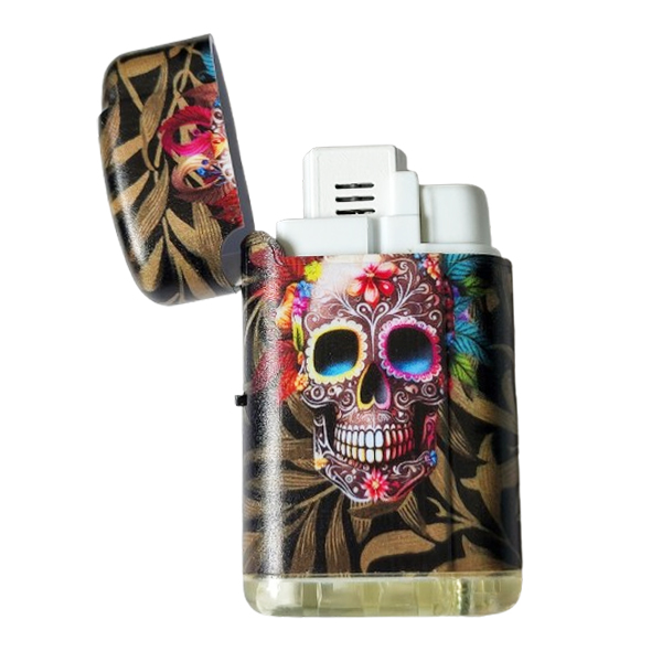 Aansteker La Catrina Skull met bladeren