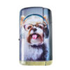 Aansteker hondje met koptelefoon en bril wit
