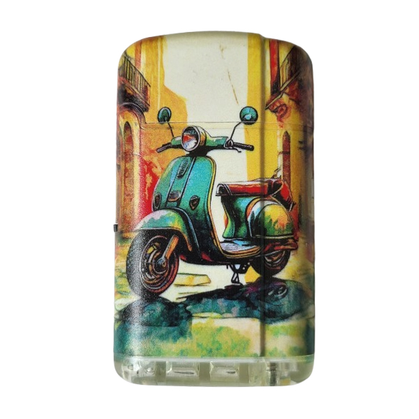 Aansteker scooter in straatje petrol