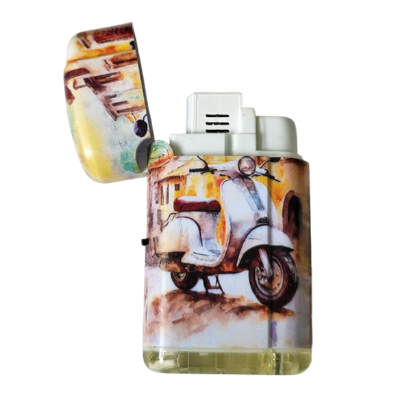 Aansteker scooter in straatje wit