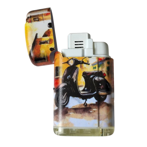 Aansteker scooter in straatje zwart