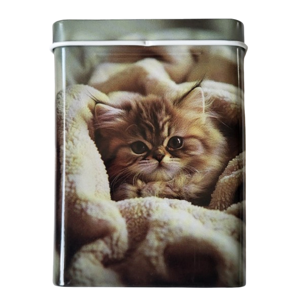 Sigarettendoosje kitten in deken bruin