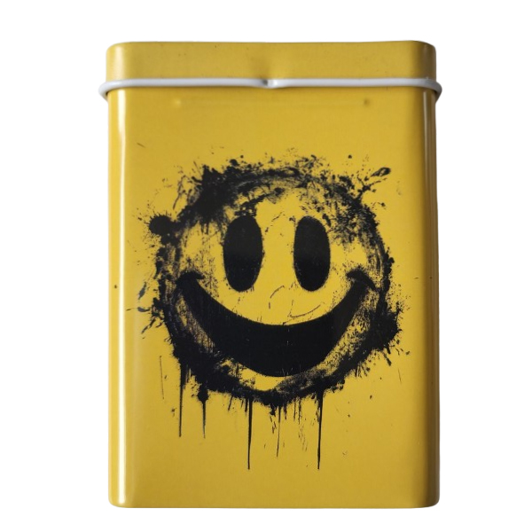 Sigarettendoosje lachende smiley geel