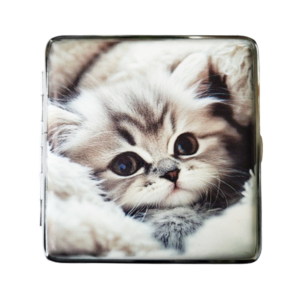 Sigarettenkoker kitten in deken wit/grijs