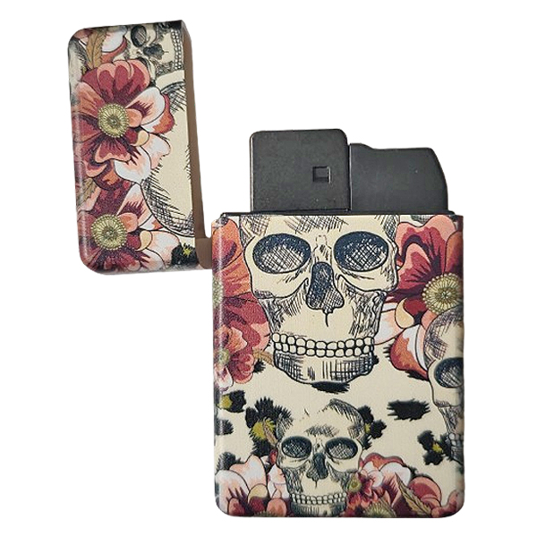 Aansteker skull roze bloemen