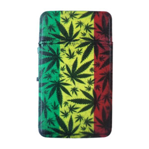 Aansteker reggaekleuren met wietbladeren