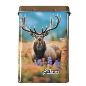 Mooi sigarettenblikje met een afbeelding van een hert met groot gewei