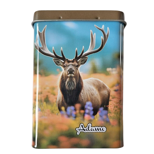 Mooi sigarettenblikje met een afbeelding van een hert met groot gewei