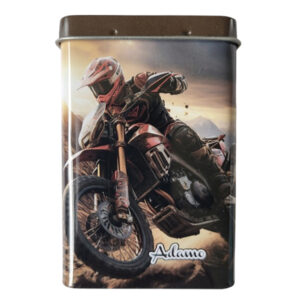 sigarettenblikje motorrijder mooi sigarettenblikje met een motorrijder